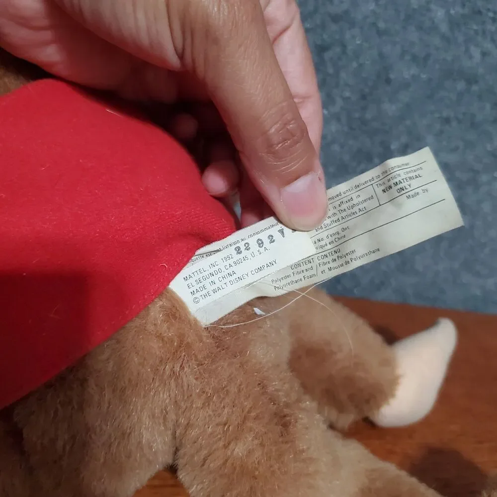 Vintage 90s Disney Aladdin Abu Monkey Plush Stuffed Toy 1992 Mattel Walt Disney